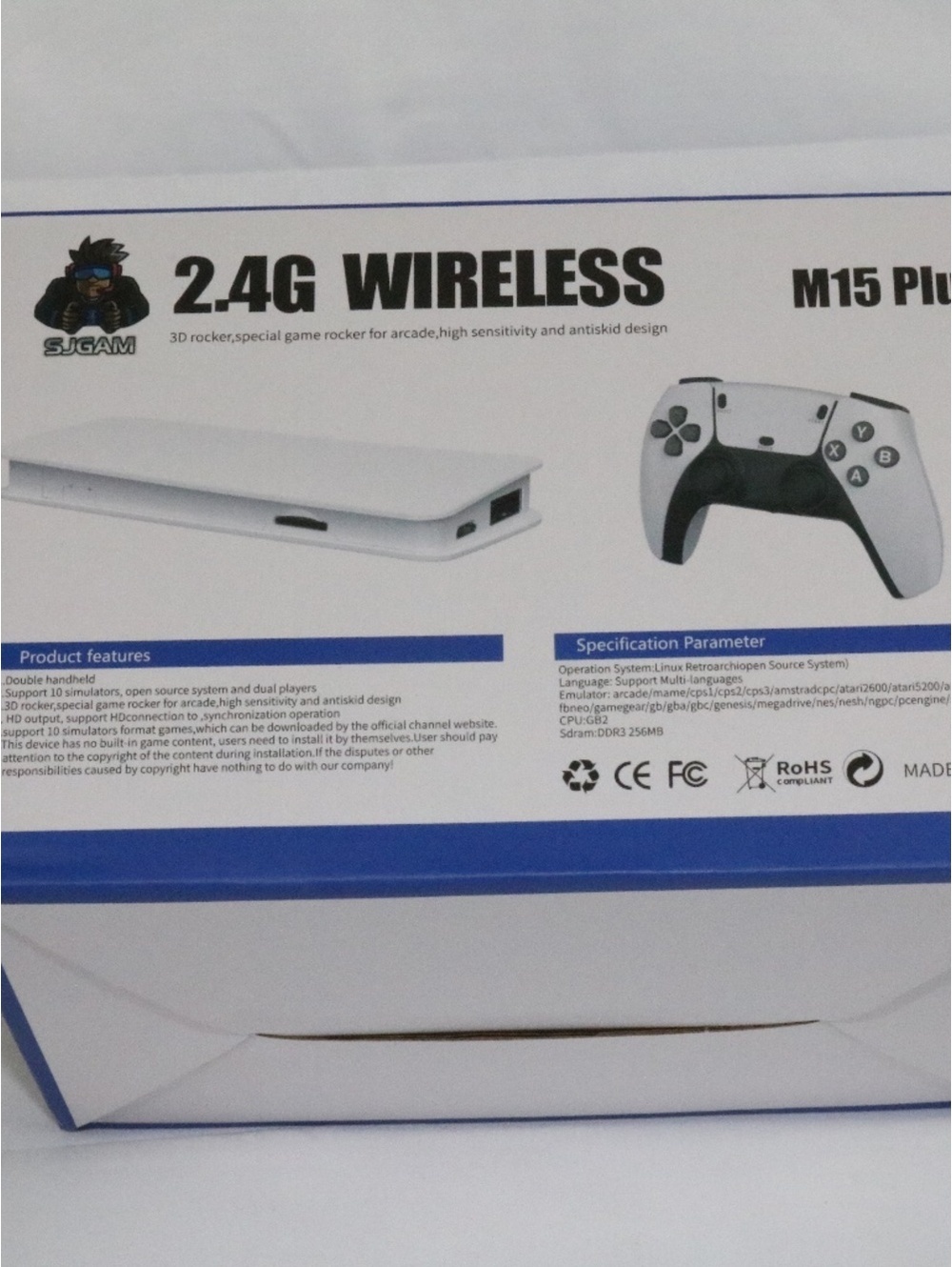 SJ GAM M15 Plus 2.4G Wireless 4K UHD Console, Double Rocker, White